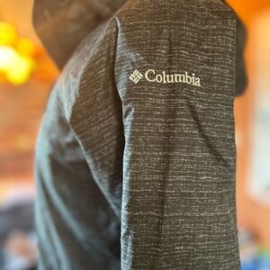 Columbia long grey zip up coat